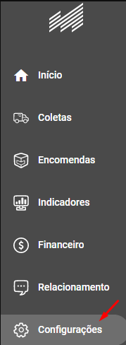 Menu de configurações da Mandaê