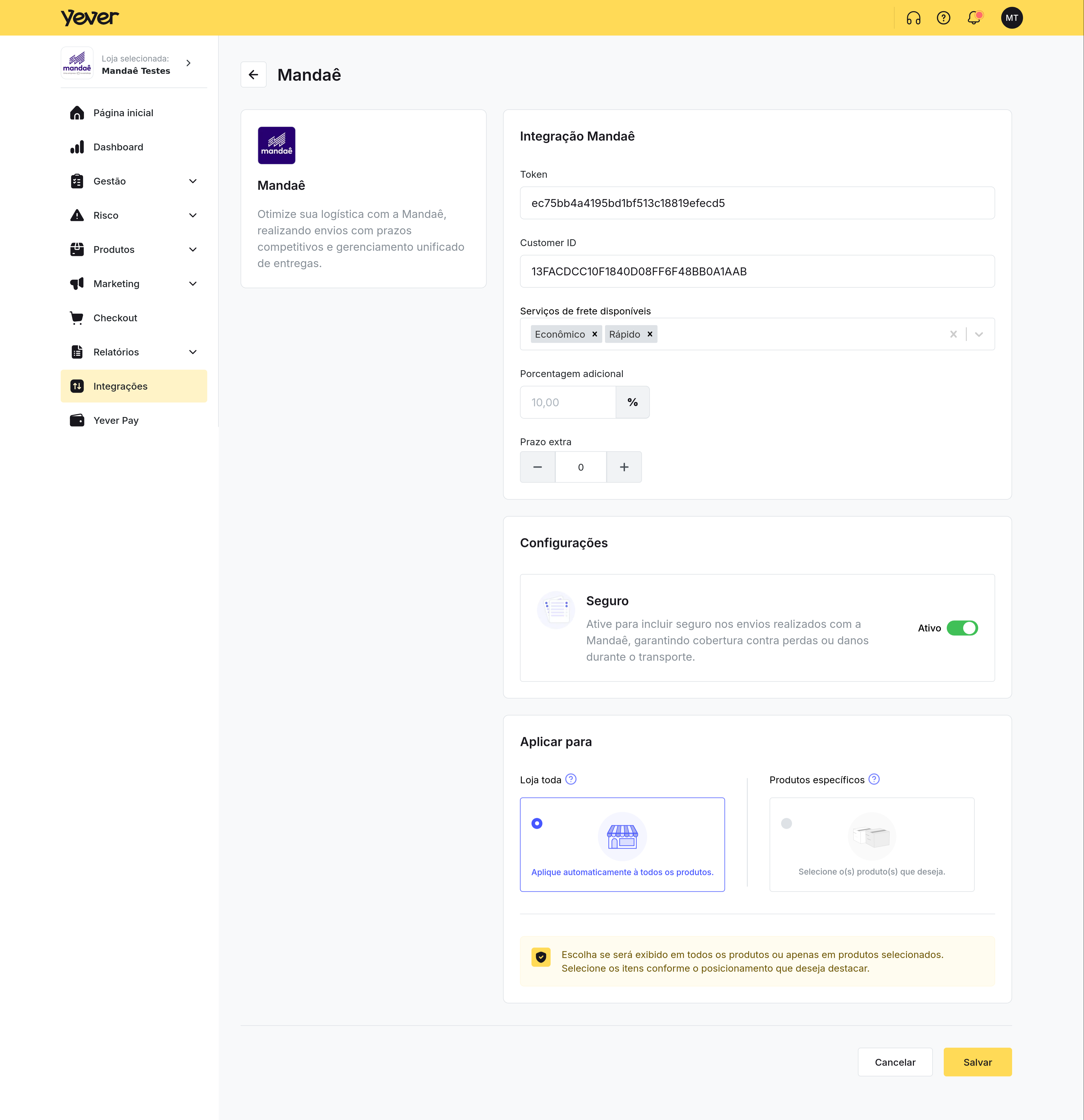 Tela de login da Mandaê