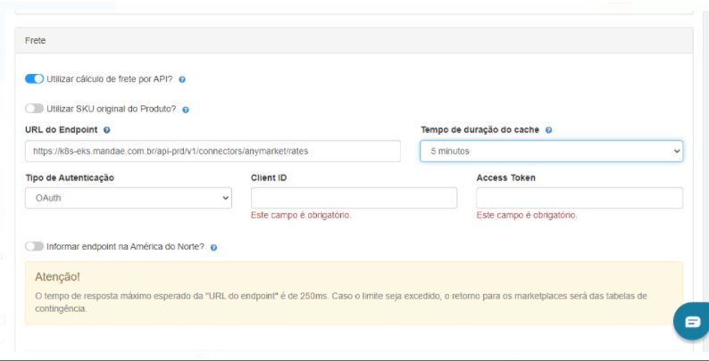 Configuração API Mandaê